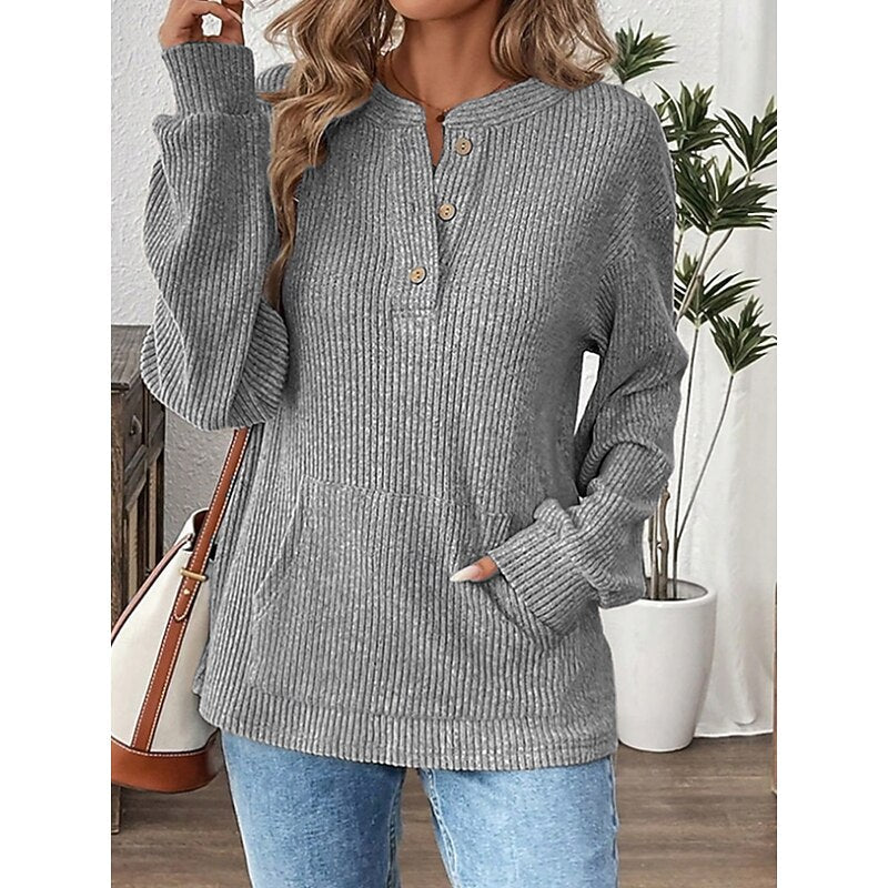 Women's Ribbed Henley Top