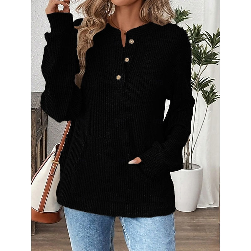 Women's Ribbed Henley Top