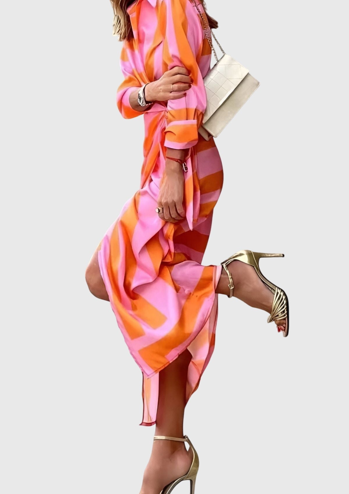 Dorvelli | Women's Midi Dress – Elegant Wrap Print