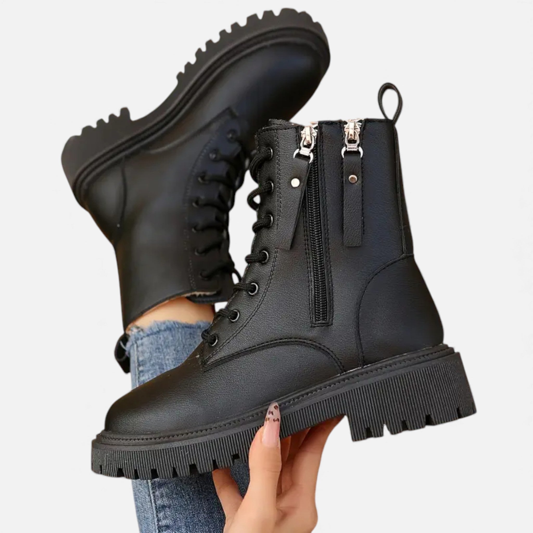 Dorvelli | Women’s Chunky Platform Ankle Boots – Lace-Up All-Season Style