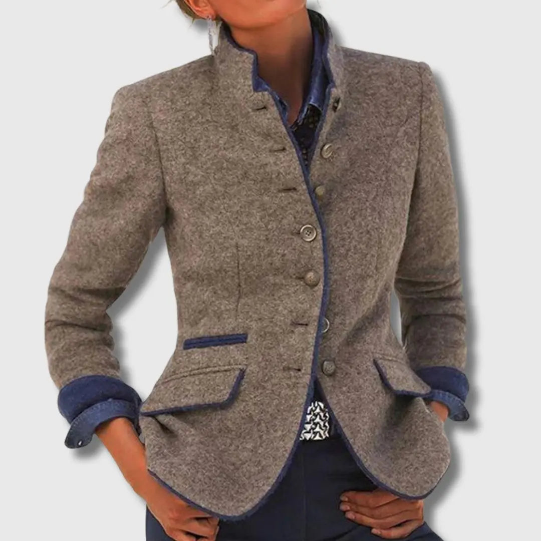 Edwina Tailored Button Jacket – Brown