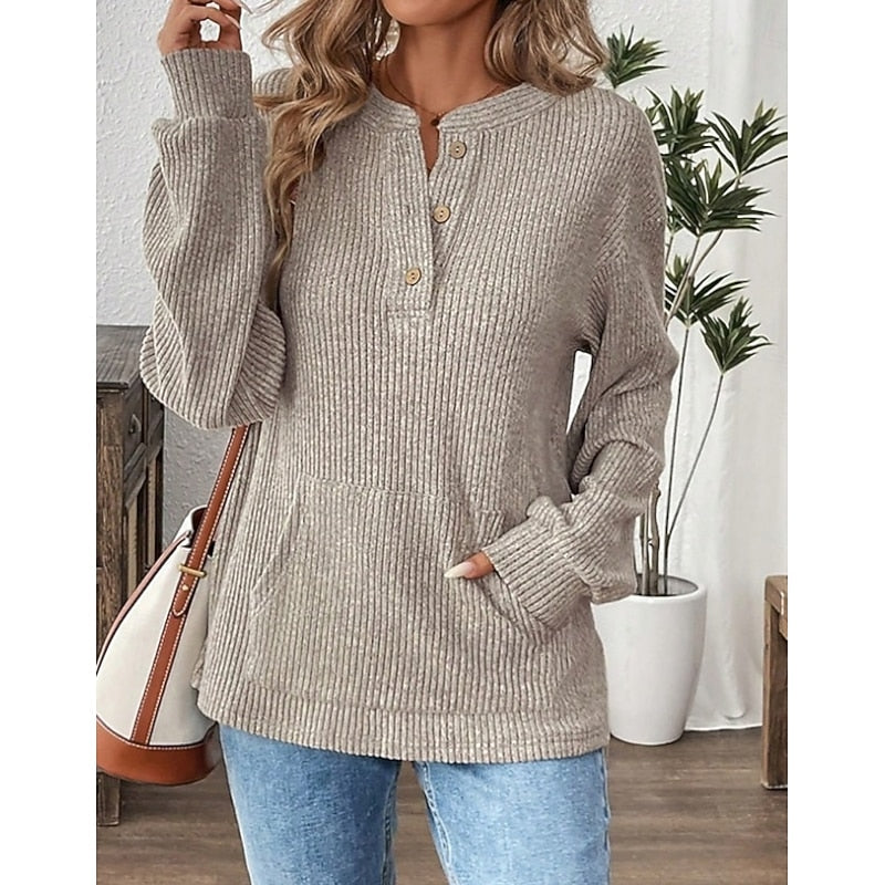 Women's Ribbed Henley Top