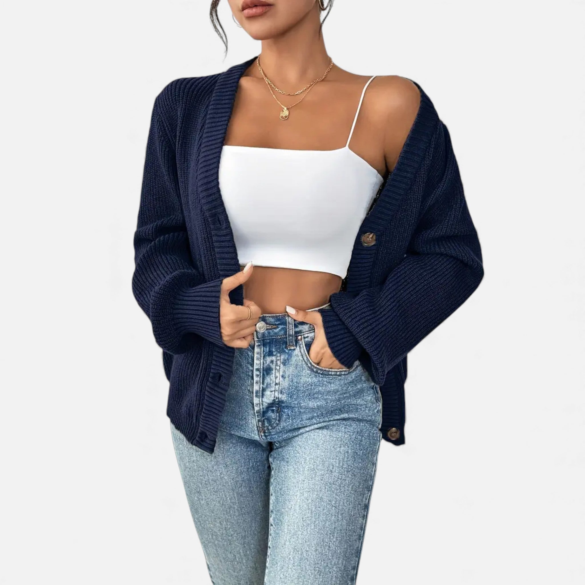 Dorvelli | Women’s Knitted Cardigan Sweater – Elegant Front-Button Design