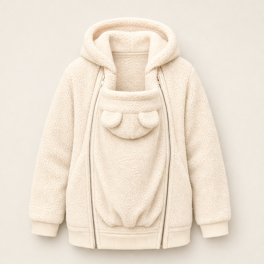 Ellery Babywearing Hoodie – Dual Side Zip Carrier Panel Long Sleeve Beige