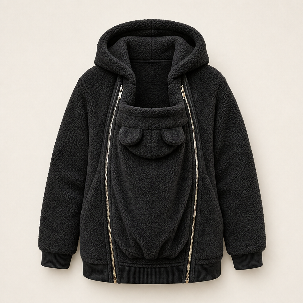 Ellery Babywearing Hoodie – Dual Side Zip Carrier Panel Long Sleeve Black
