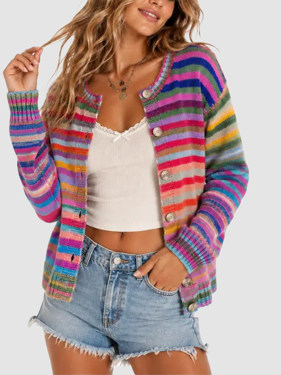 Elodie Crew Neck Knit Cardigan