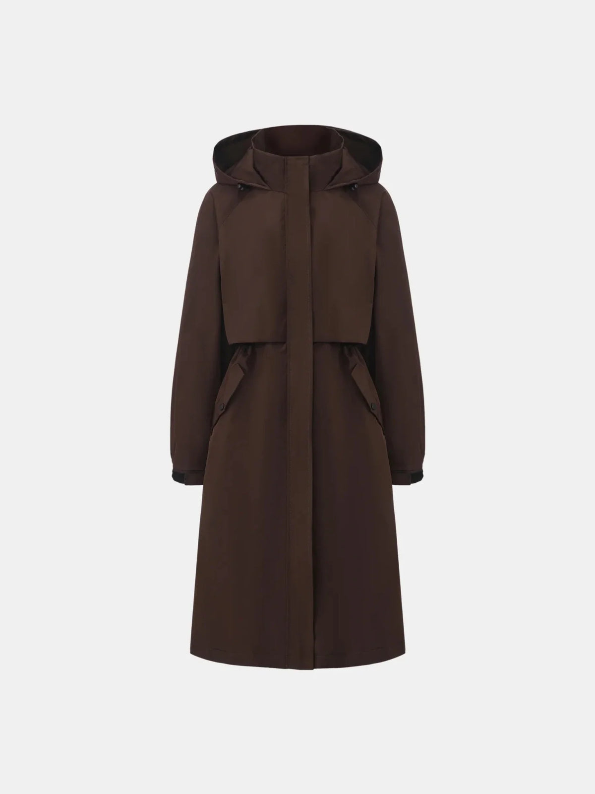 Esme Longline Hooded Raincoat – Mocha Brown