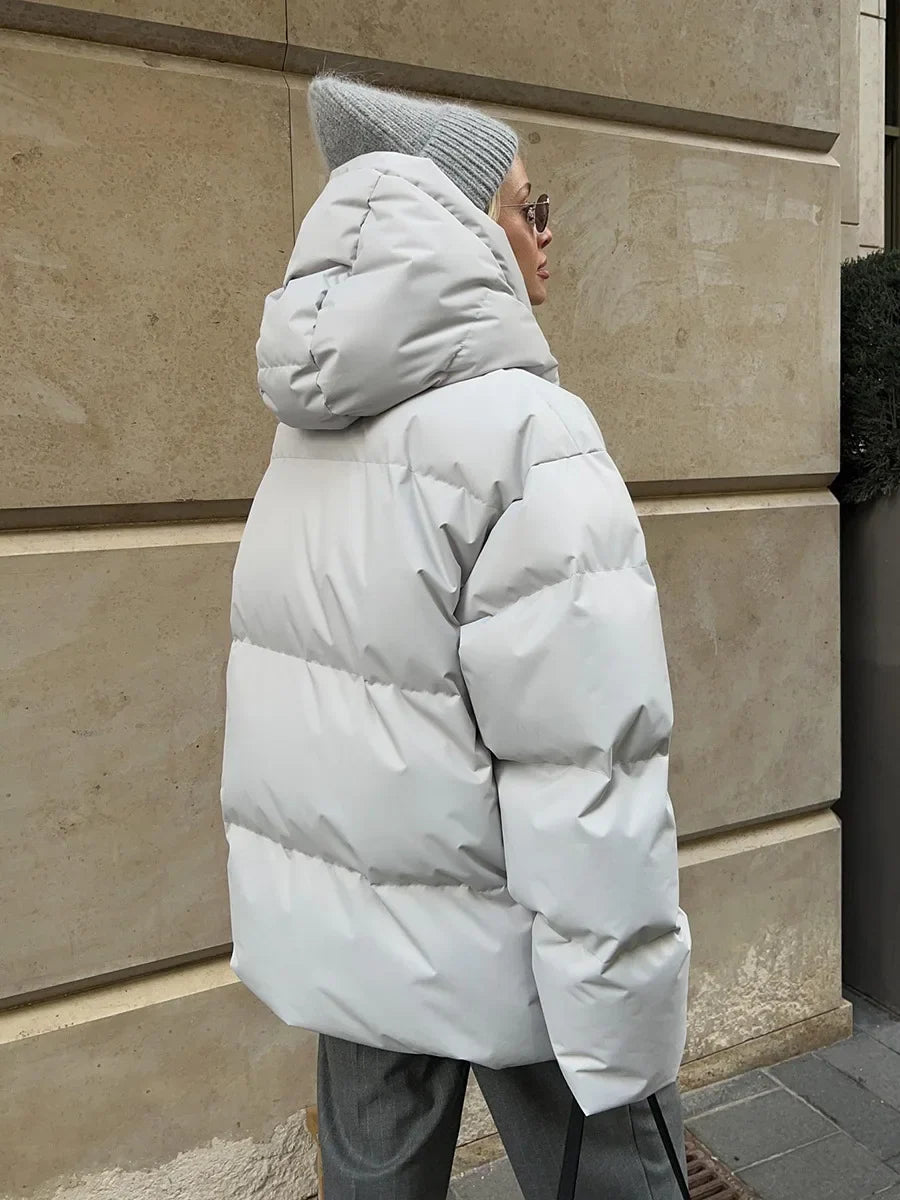 Evelina Hooded Thick Puffer Jacket – Zip-Up Closure Long Sleeve Padded | Dorvelli