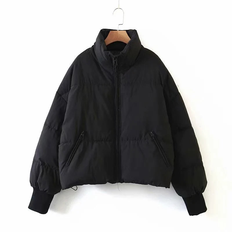 Felicity Zip-Up Padded Puffer Jacket – Drop Shoulder Long Sleeve Lined Jacket | Dorvelli