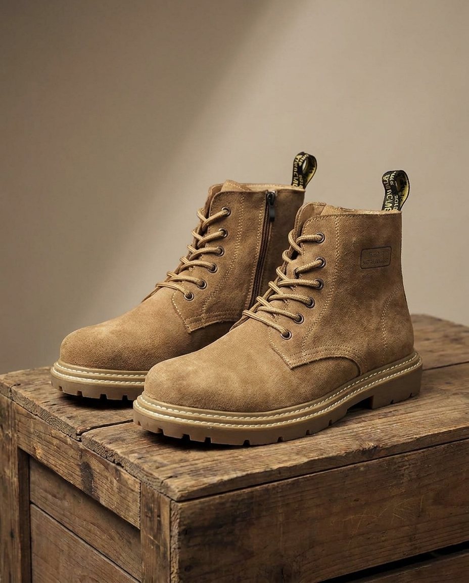 Garrick Lace-Up Lug Sole Boots – Men's Brushed Finish Casual Ankle Boots