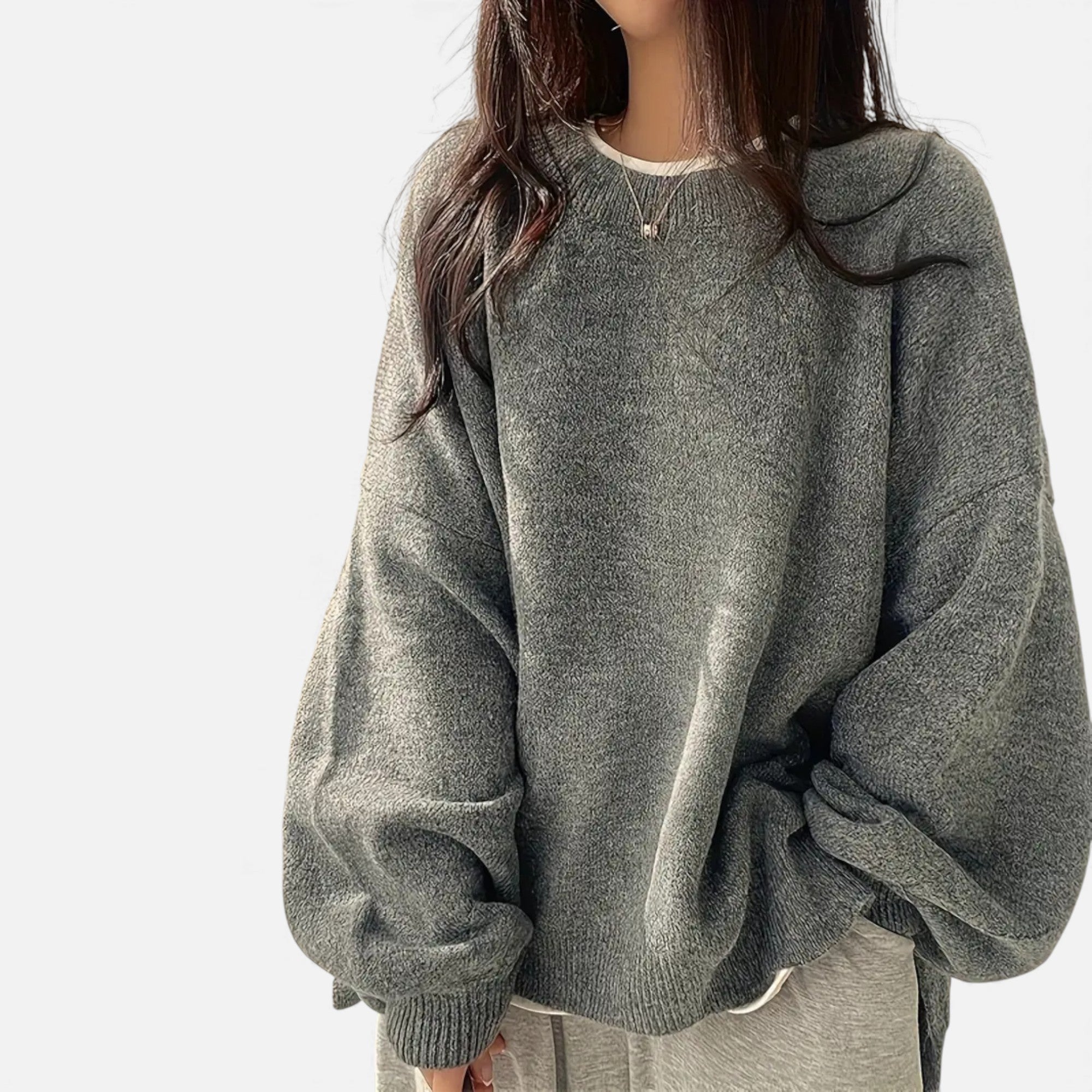 Dorvelli | Women’s Crew Neck Pullover Sweater – Casual Drop Shoulder Design