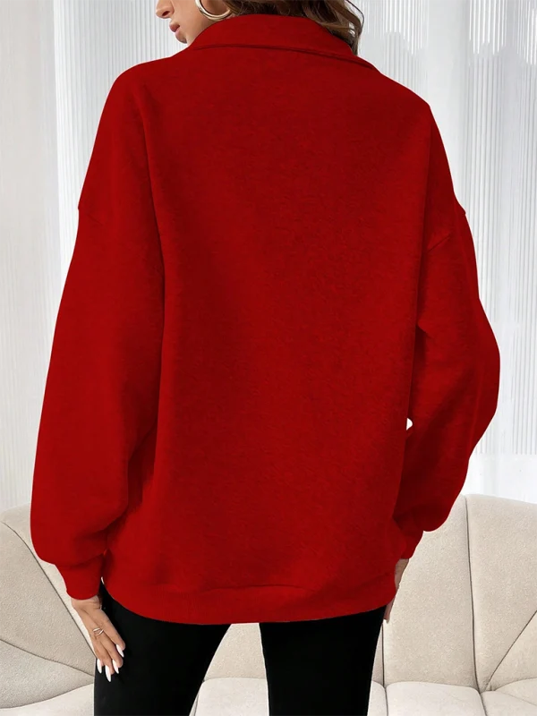 Harriet Half-Zip Drop Shoulder Sweatshirt – Ribbed Cuffs and Hem Long Sleeves | Dorvelli