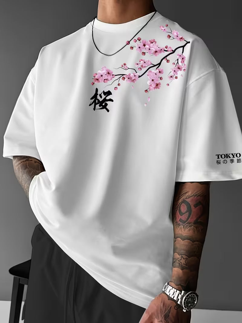 Haruki Cherry Blossom Print T-Shirt – White