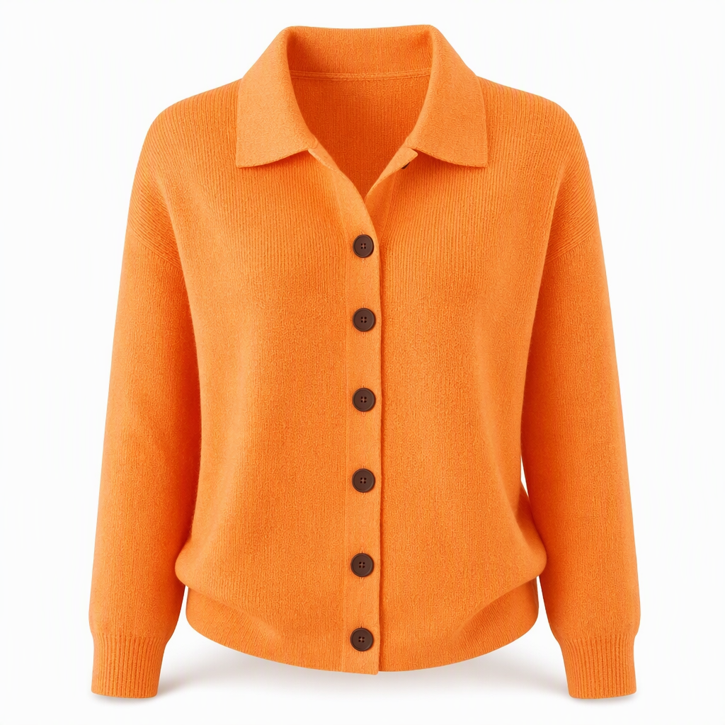 Henrietta Lapel Collar Knit Cardigan Orange