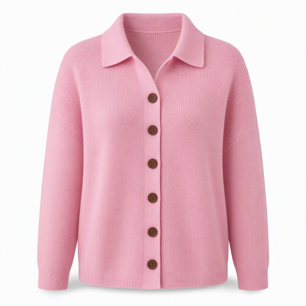 Henrietta Lapel Collar Knit Cardigan Pink