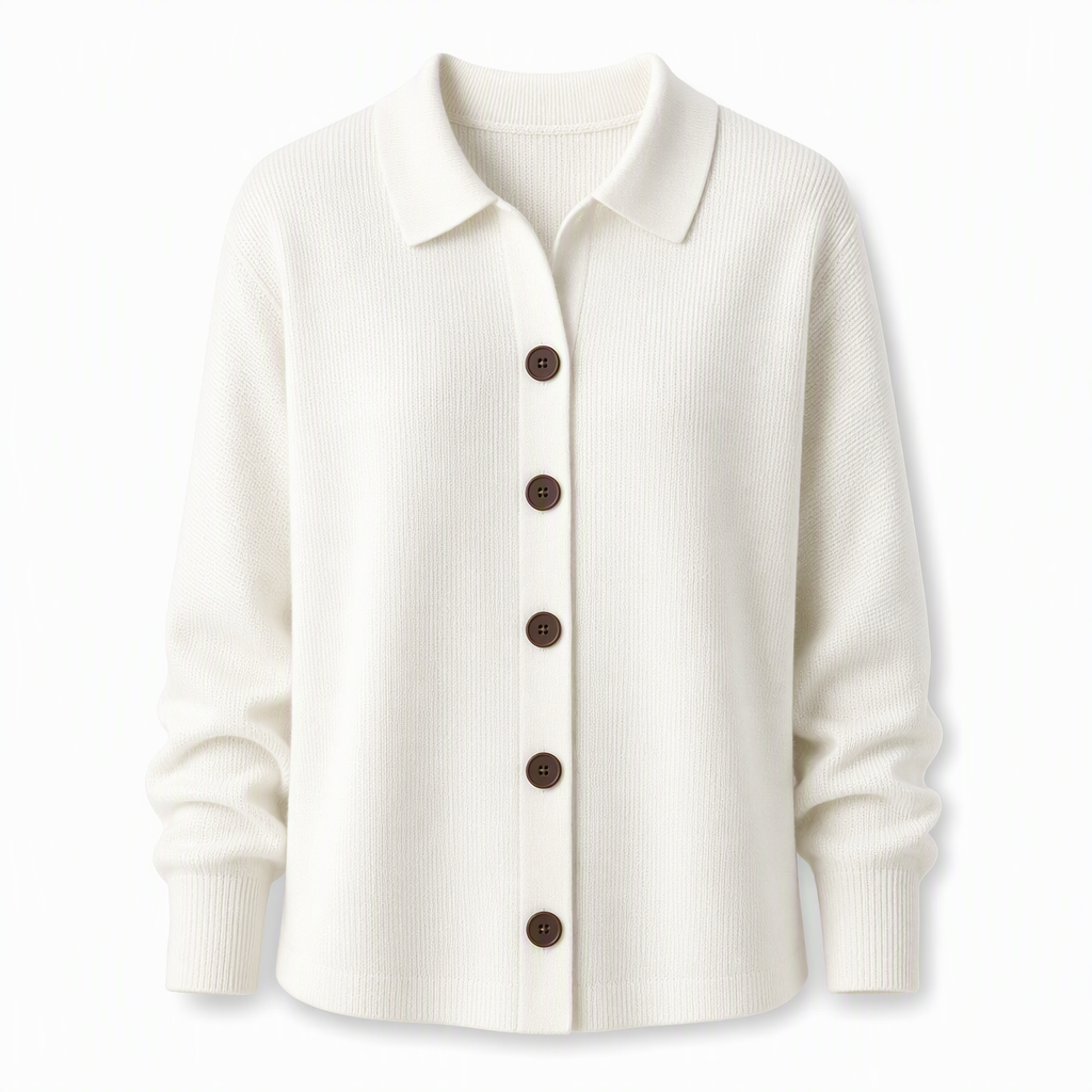 Henrietta Lapel Collar Knit Cardigan White