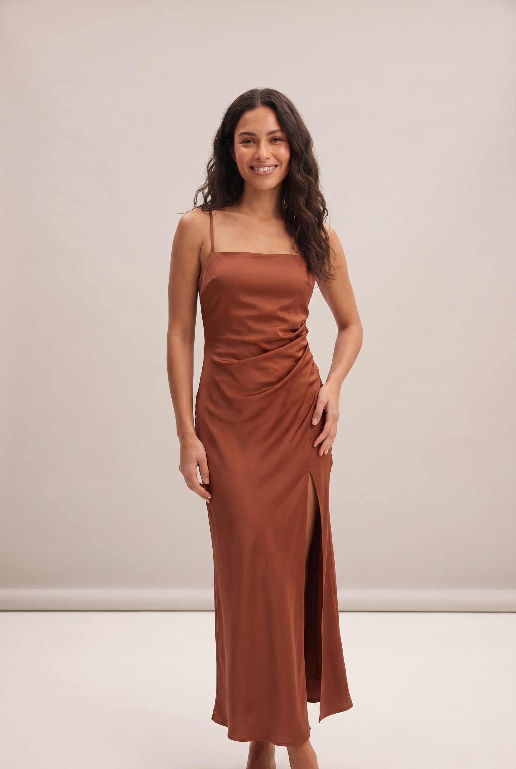Dorvelli Maxi Dress in Brown – front