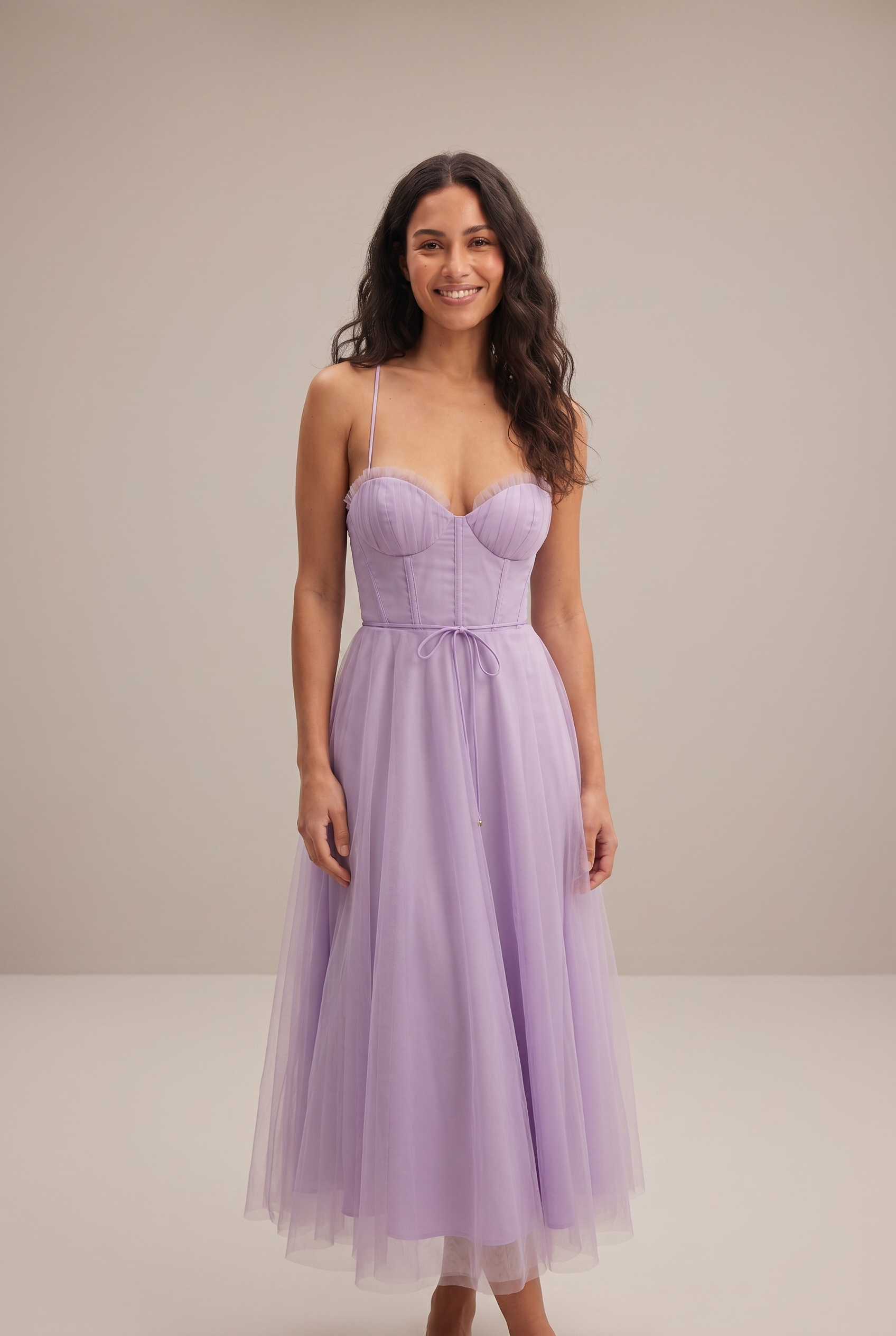 Dorvelli Corset Midi Dress in Purple