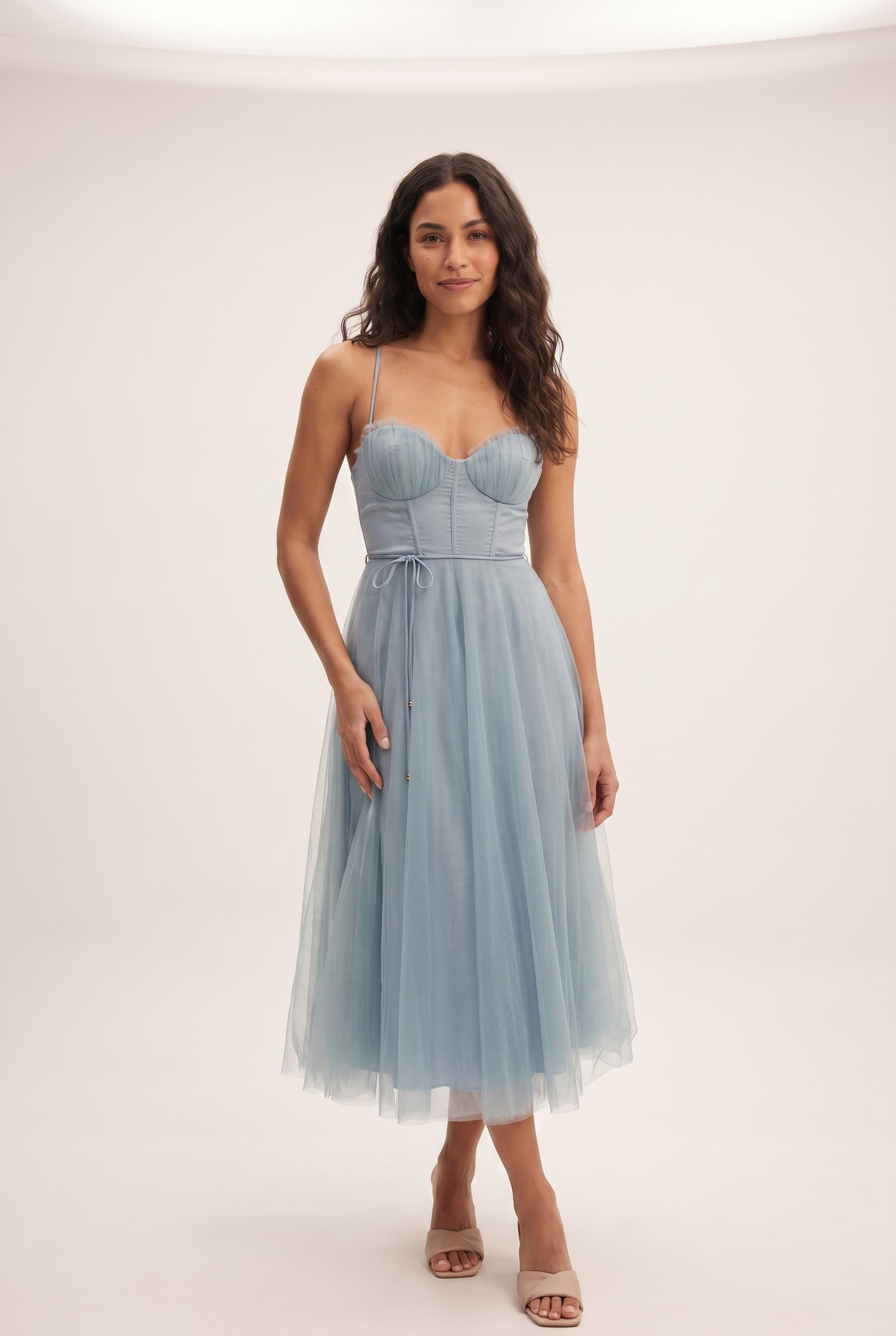 Dorvelli Corset Midi Dress in Blue
