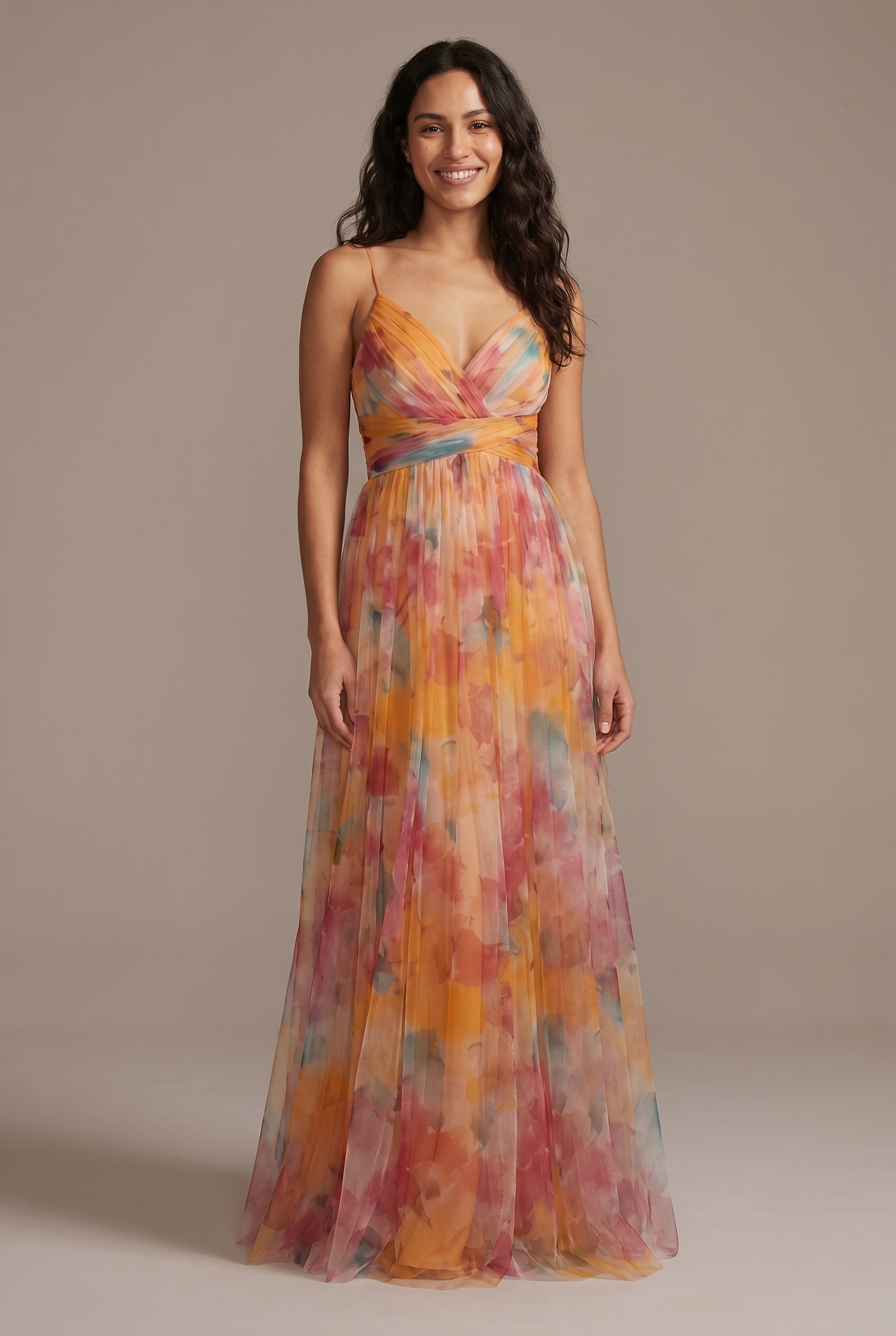 Dorvelli Pleated Floral Maxi Dress – Orange Floral