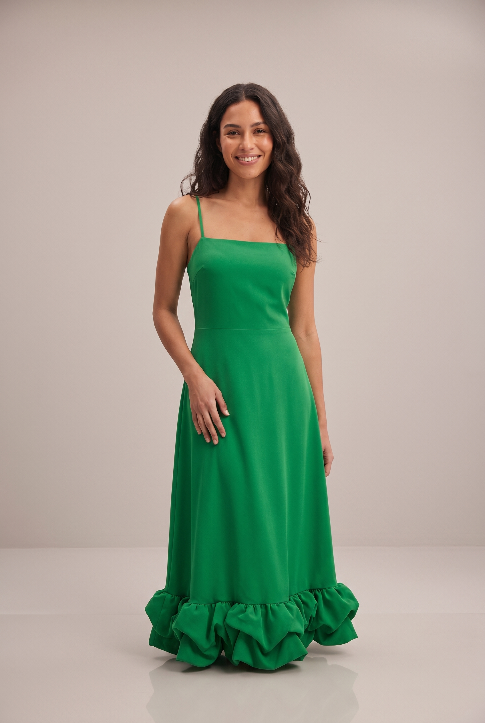 Dorvelli Ruffle-Hem Midi in Green