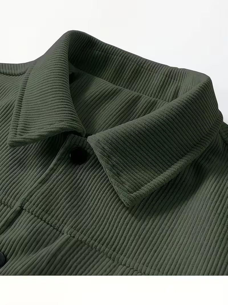 Hollis Corduroy Jacket – Classic Collar Flap Pockets Long Sleeve