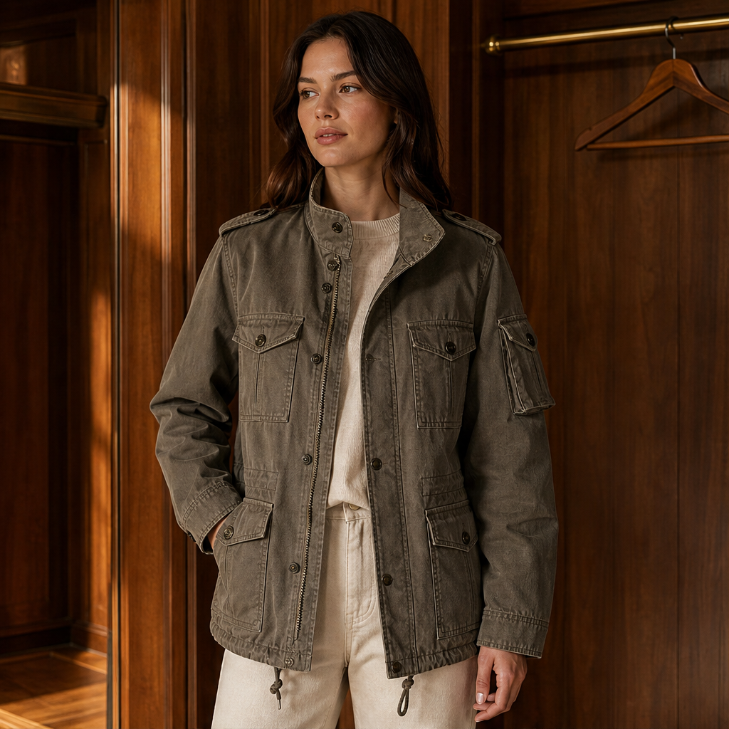 Holloway Field Jacket – Multi-Pocket Utility Zip Stand Collar
