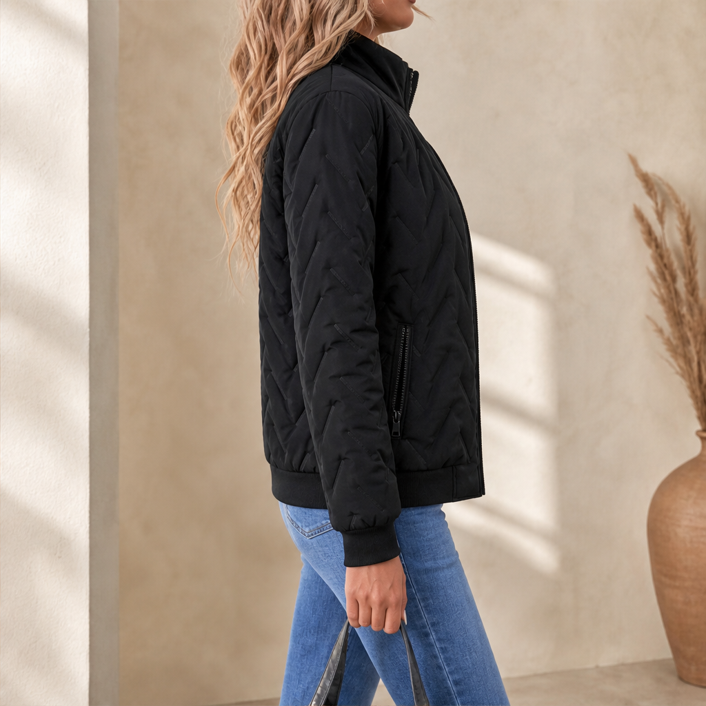 Corvina Quilted Jacket – High Neck Zip-Up Padded Side Pockets