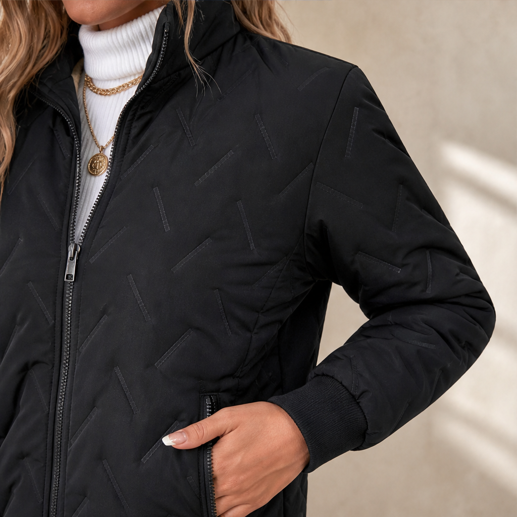 Corvina Quilted Jacket – High Neck Zip-Up Padded Side Pockets