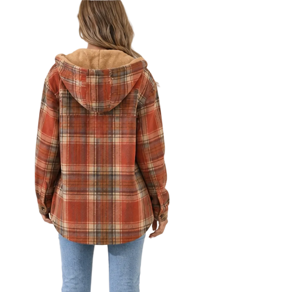 Brennick Hooded Plaid Shacket – Oversized Lined Button Cuff
