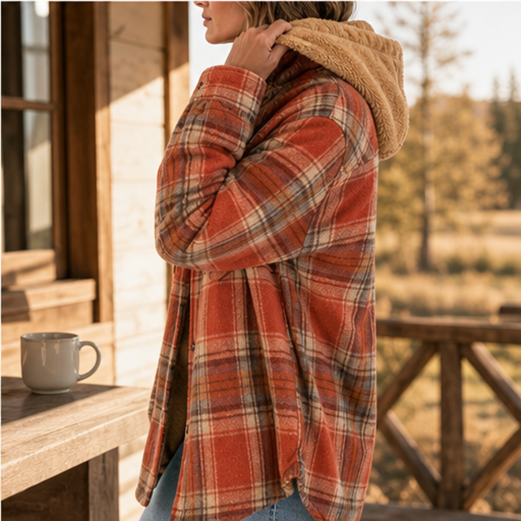 Brennick Hooded Plaid Shacket – Oversized Lined Button Cuff