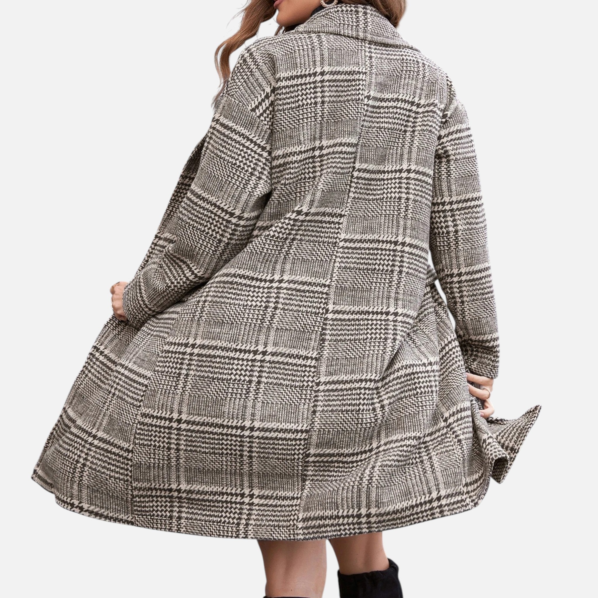 Dorvelli | Women’s Checkered Blazer – Button-Up Collar & Lapel Elegance