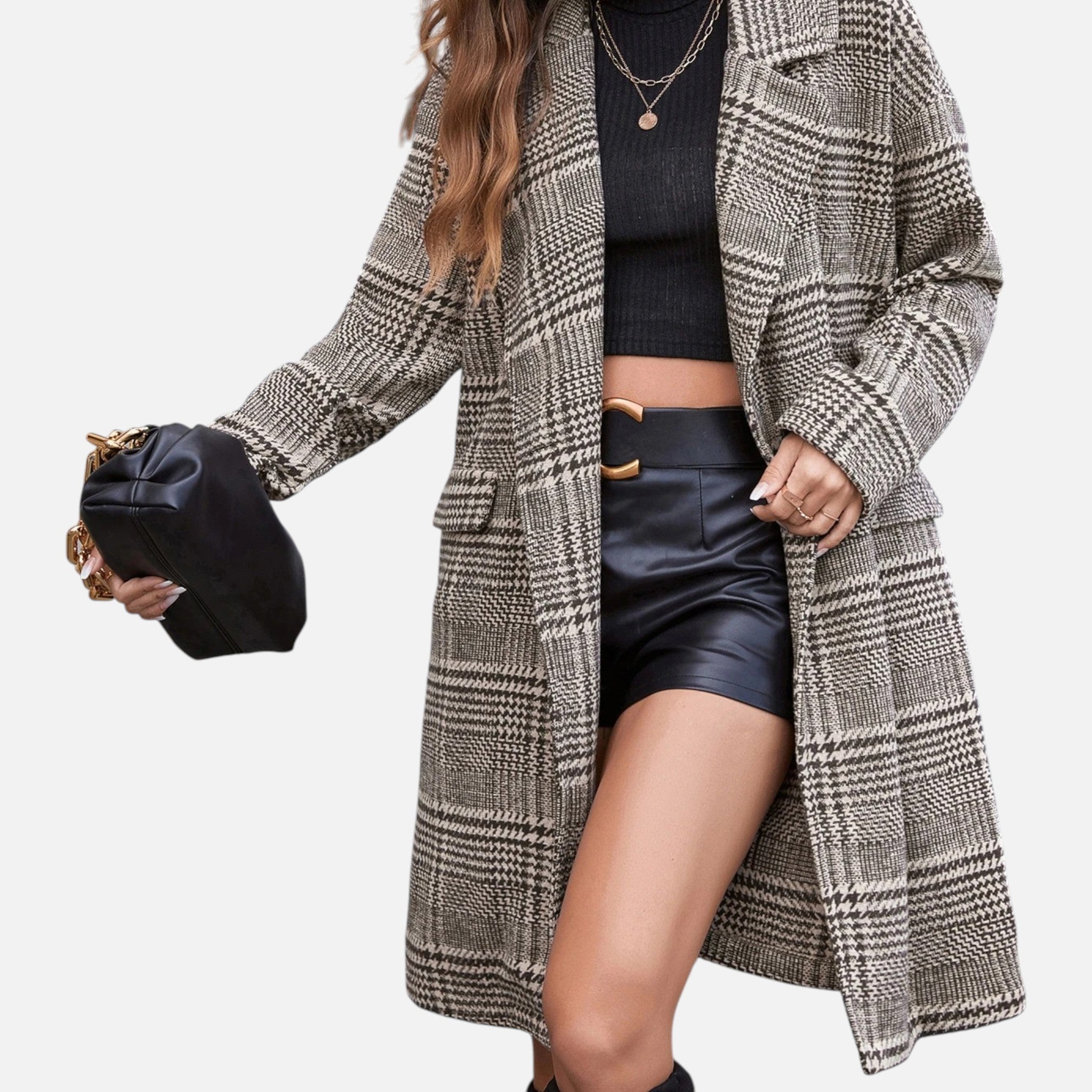 Dorvelli | Women’s Checkered Blazer – Button-Up Collar & Lapel Elegance