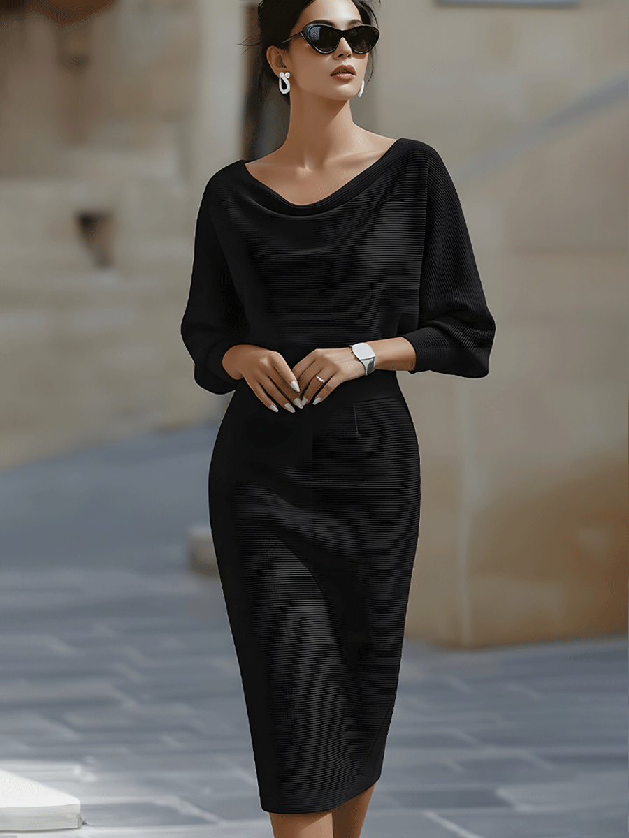 Ingeborg Cowl Neck Midi Dress