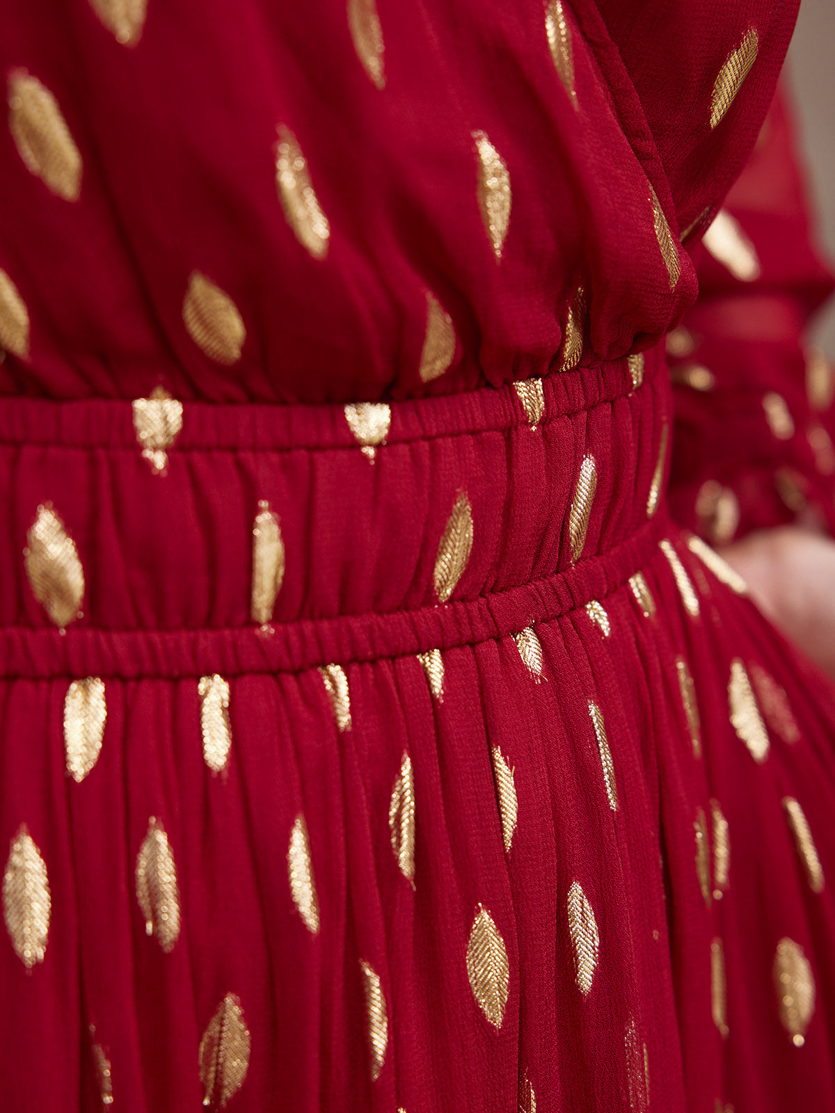 Isadora Wrap Front Jacquard Midi Dress Burgundy
