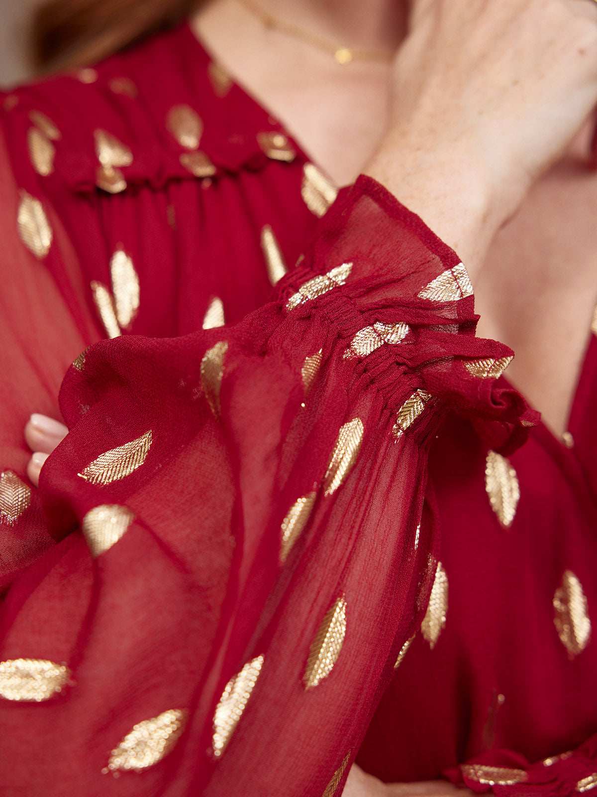 Isadora Wrap Front Jacquard Midi Dress Burgundy