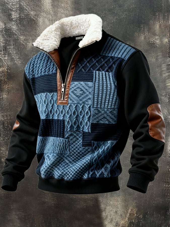 Jasper Retro Colour-Block Sweatshirt – Button Detail Relaxed Fit Long Sleeve