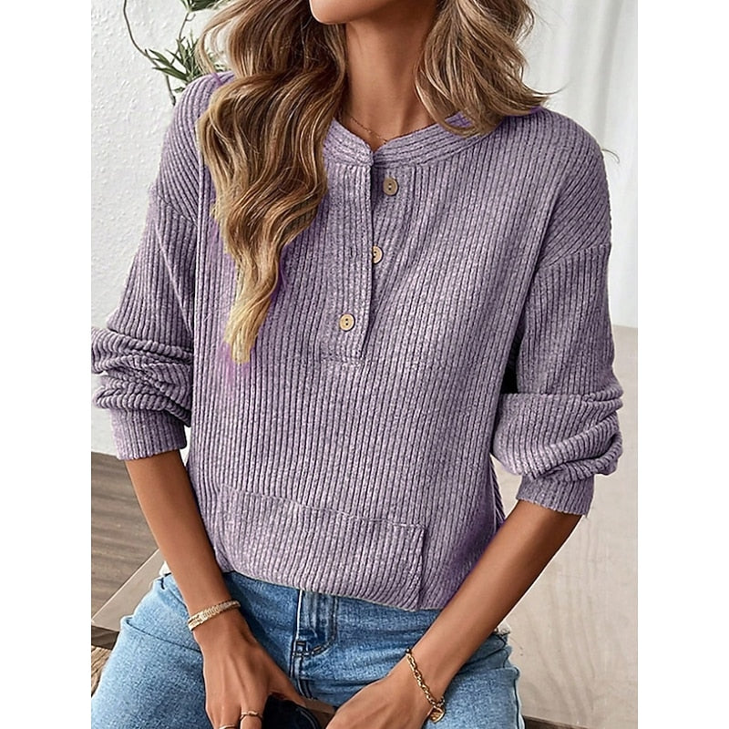 Women's Ribbed Henley Top