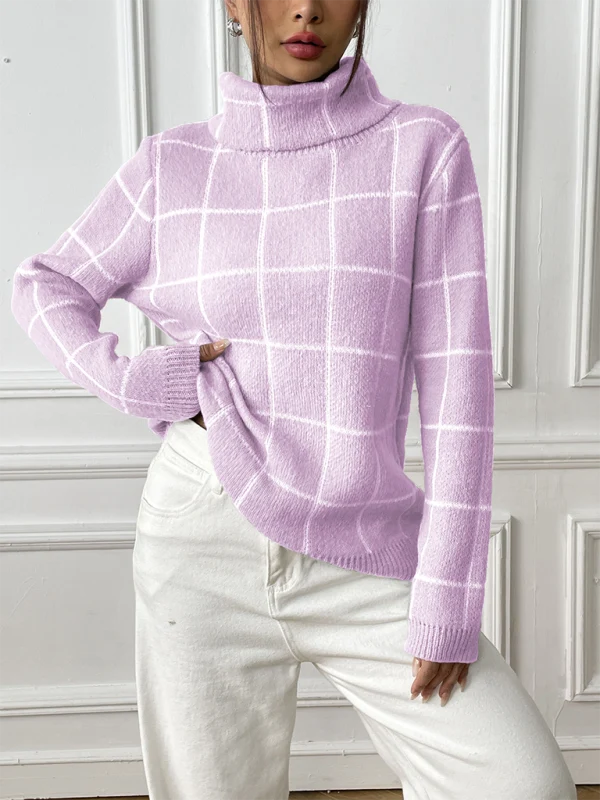 Juliana Check Turtleneck Knit Jumper
