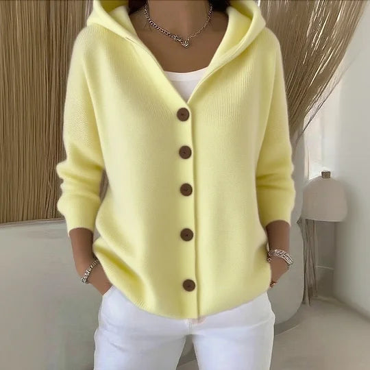 Junia Hooded Knit Cardigan – Yellow