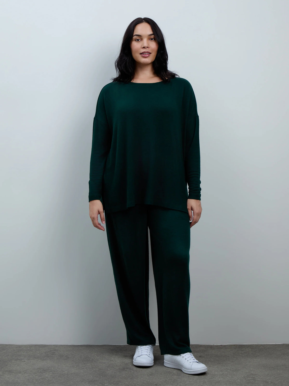Juno Drop Shoulder Relaxed Top – Dark Green