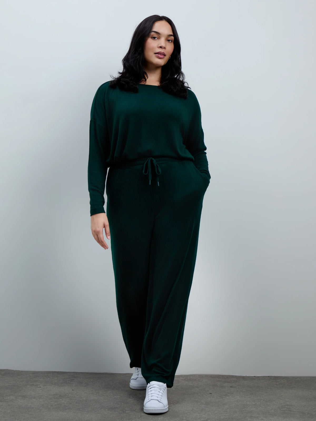 Juno Drop Shoulder Relaxed Top – Dark Green