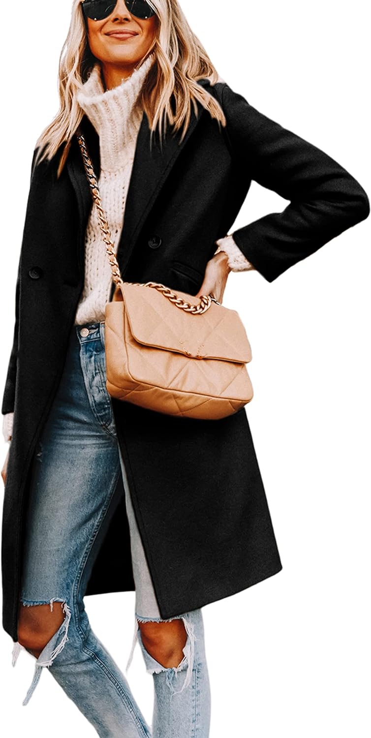 Dorvelli | Women's Longline Coat – Double Breasted Notch Lapel