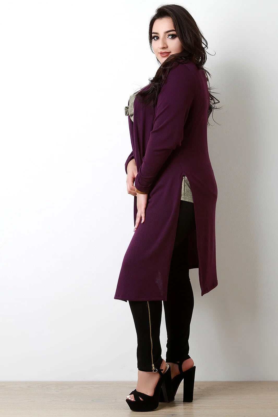 Lorelei Knit Side Slit Longline Cardigan – Open Front Long Sleeves Regular Fit | Dorvelli