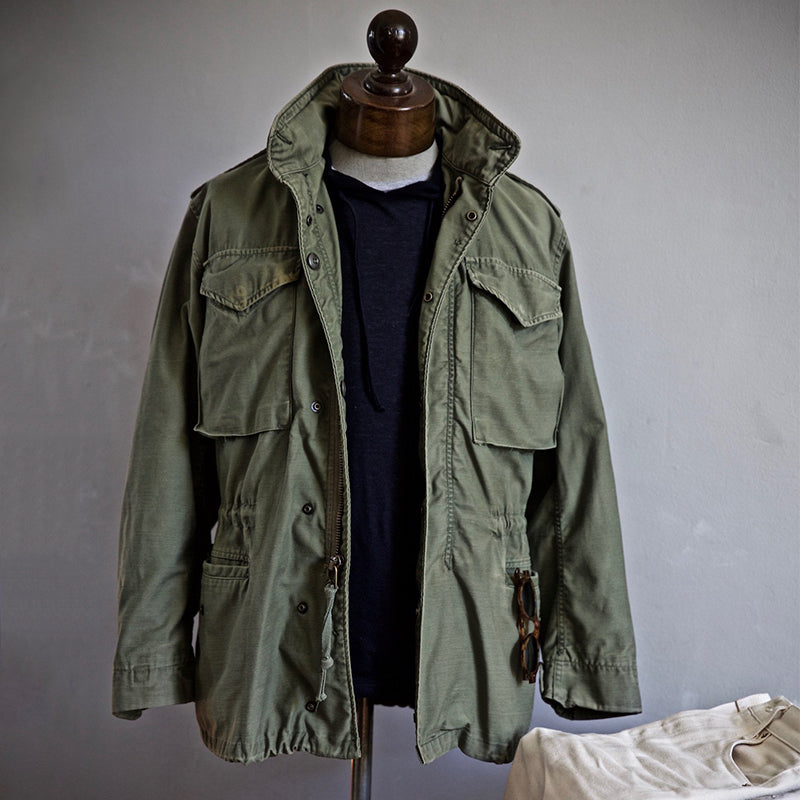 Lorenzo Utility Field Jacket – Stand Collar Flap Pockets Adjustable Waist – Olive