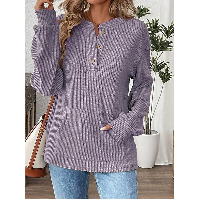 Women's Ribbed Henley Top