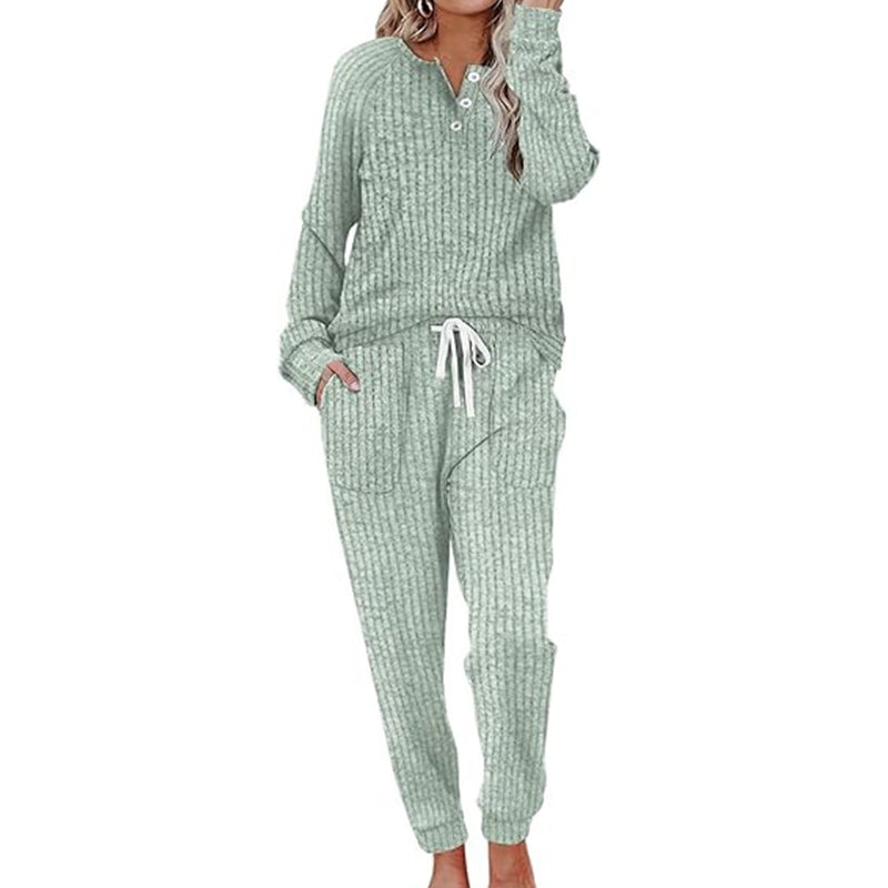 Maelle Ribbed Two-Piece Lounge Set Matcha Green