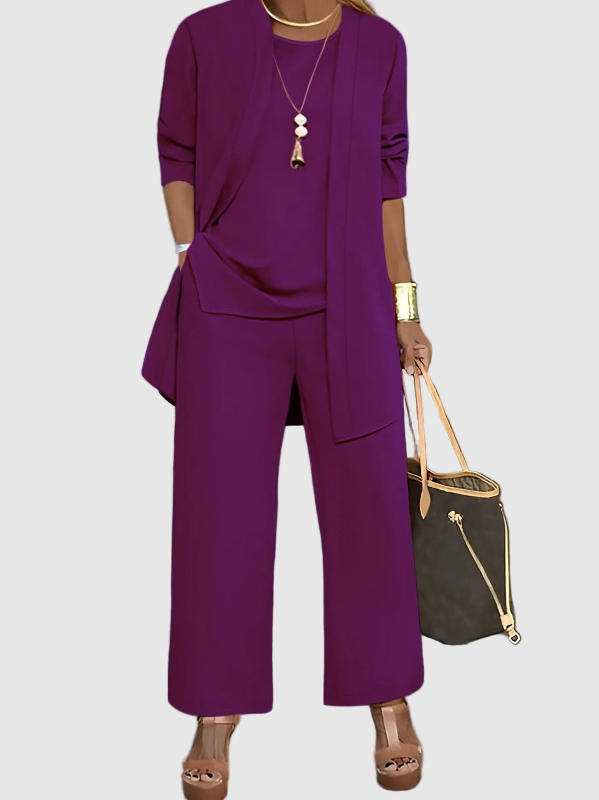 Mariela Three-Piece Co-Ord Set – Purple