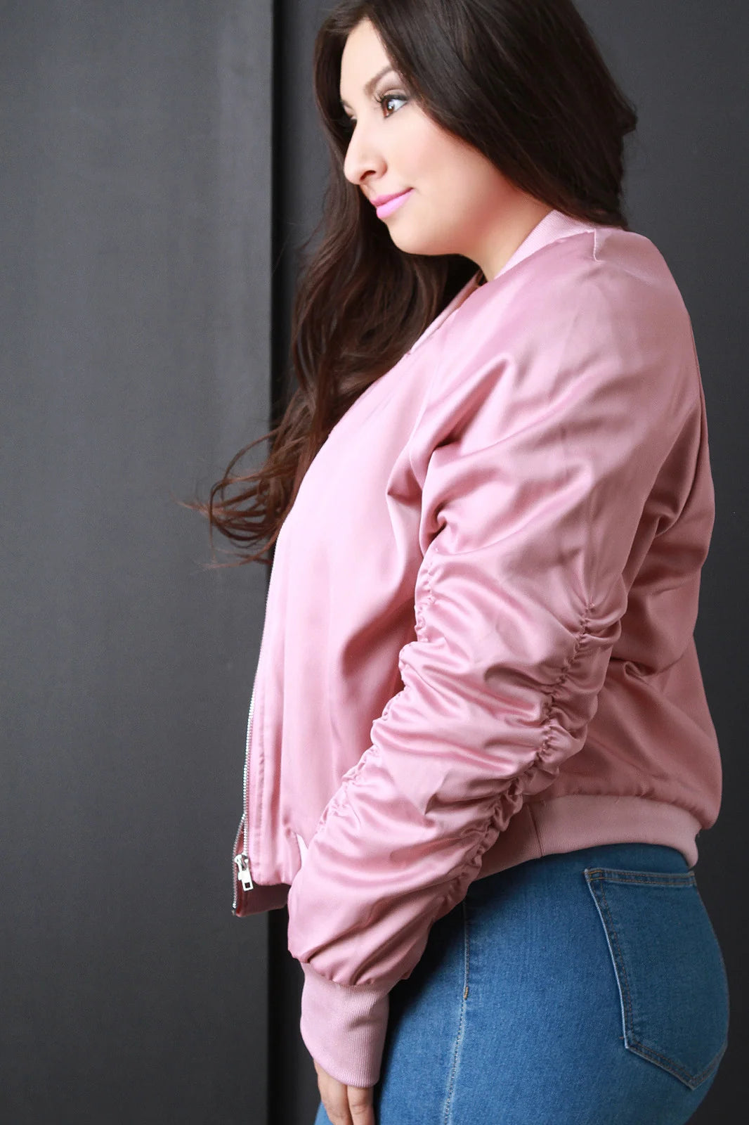 Mariella Silky Single Pocket Bomber Jacket – Regular Fit Long Sleeve Outerwear | Dorvelli