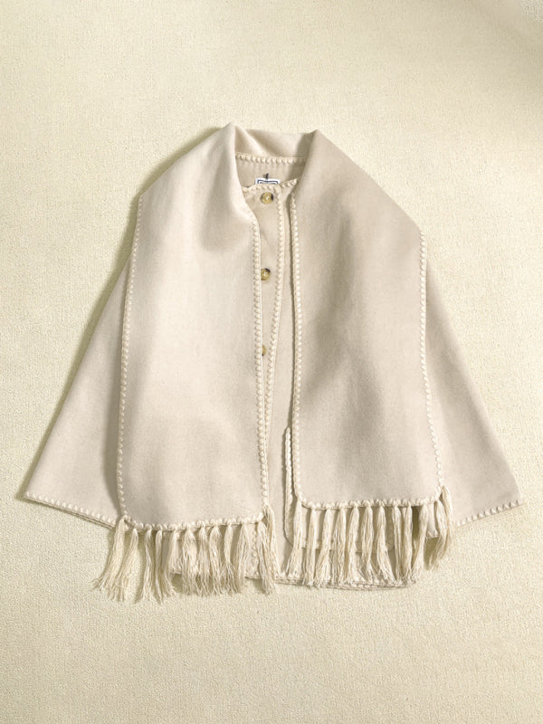 Maris Scarf Collar Fringe Jacket